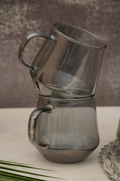 Lumo Smoke Glass Mug Set of 6 (420ml)