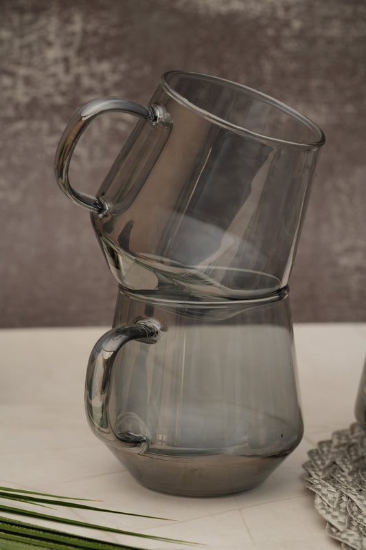 Lumo Smoke Glass Mug Set of 6 (420ml)