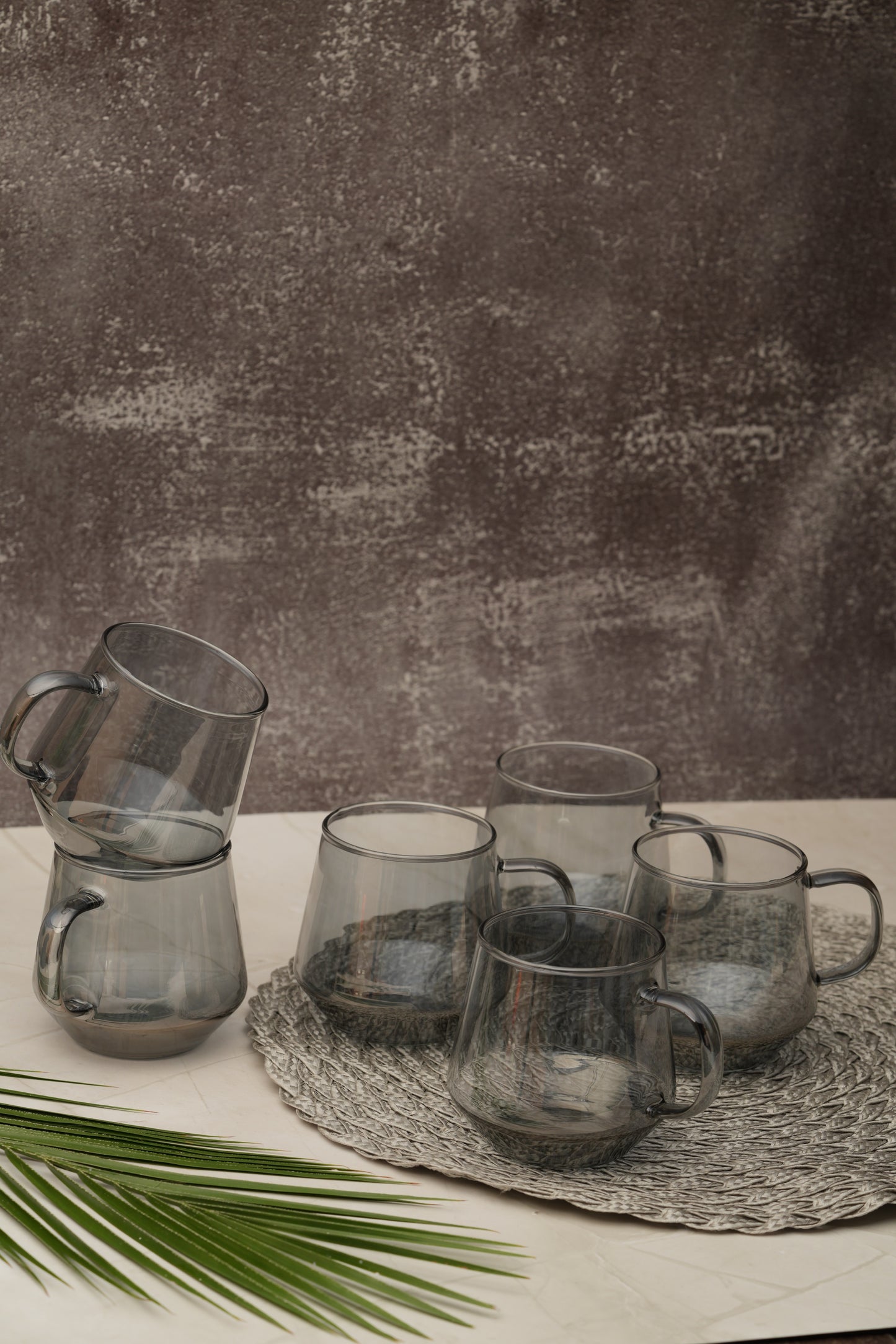 Lumo Smoke Glass Mug Set of 6 (420ml)