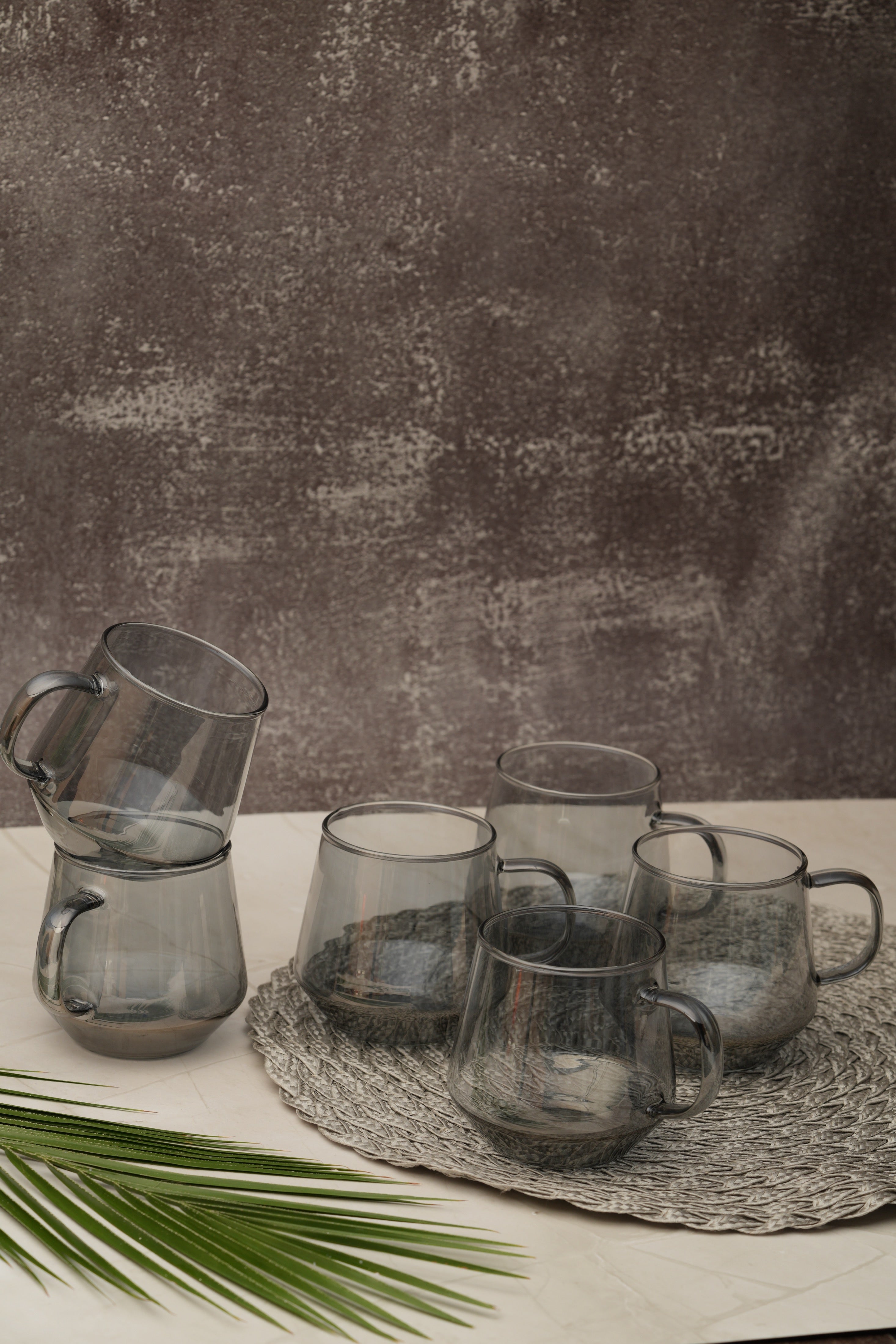 Lumo Smoke Glass Mug Set of 6 (420ml)