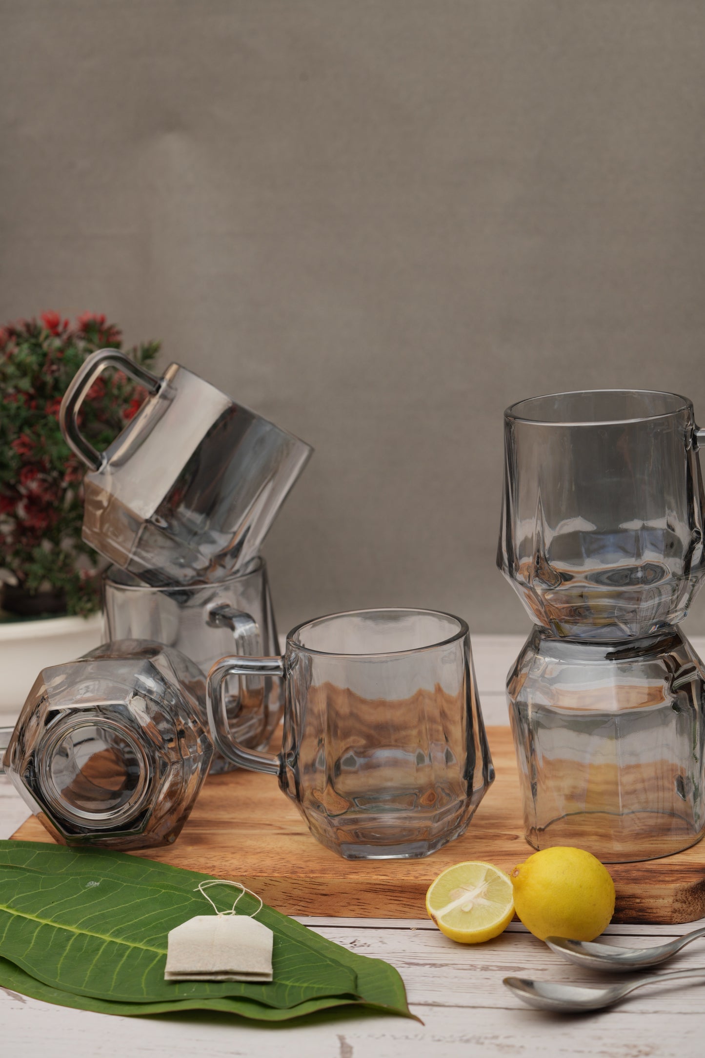 Midnight Hex Glass Mug Set of 6 (280ml)
