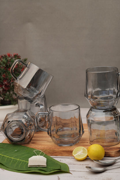 Midnight Hex Glass Mug Set of 6 (280ml)