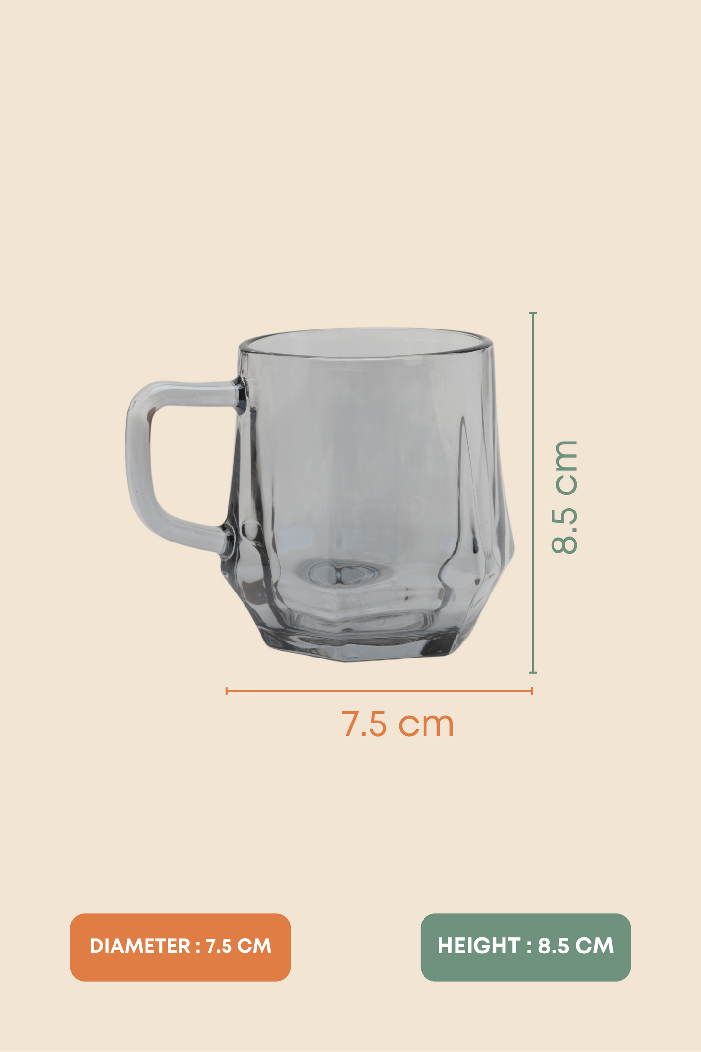 Midnight Hex Glass Mug Set of 6 (280ml)