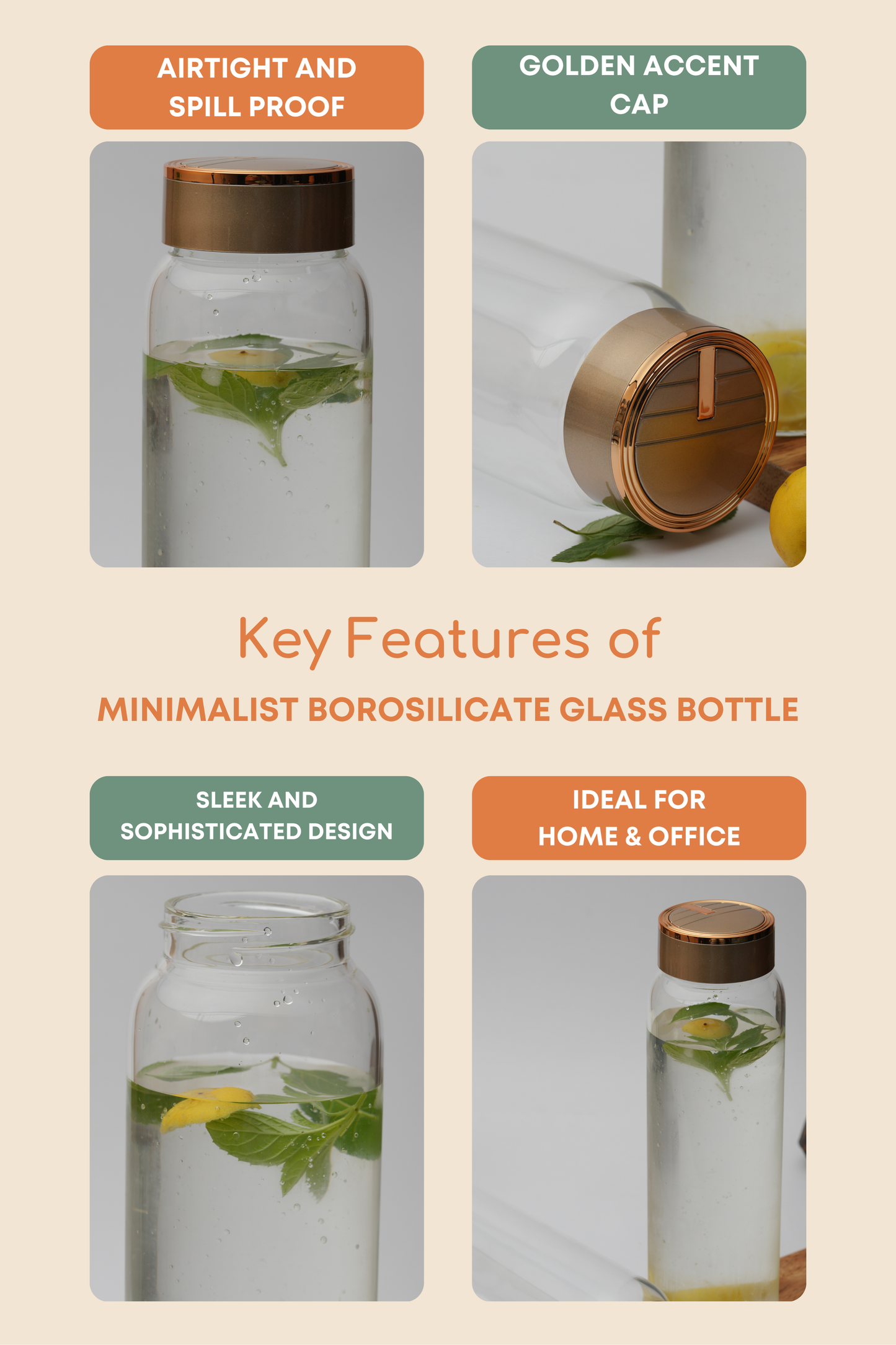 Minimalist Borosilicate Glass Bottle 1 Litre