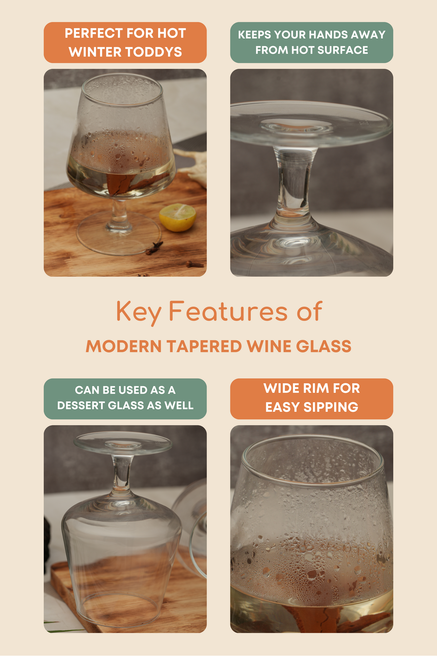 Modern Tapered Wine Glass Set of 6 (450ml)