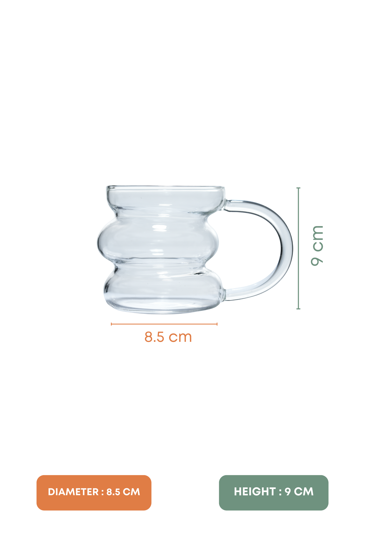Ripple Stack Borosilicate Glass Mug Set of 4 (350ml)