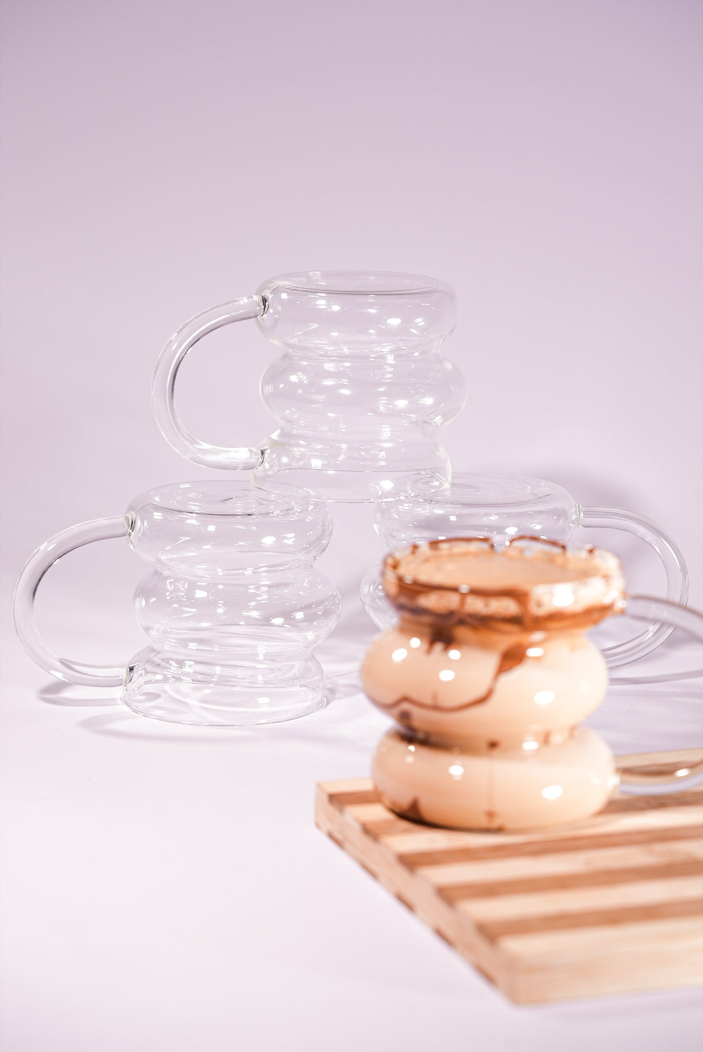 Ripple Stack Borosilicate Glass Mug Set of 4 (350ml)