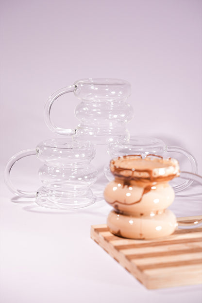 Ripple Stack Borosilicate Glass Mug Set of 4 (350ml)