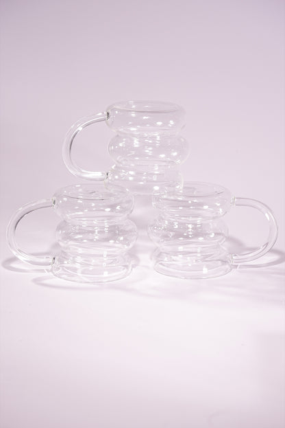 Ripple Stack Borosilicate Glass Mug Set of 4 (350ml)