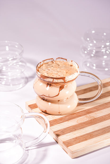 Ripple Stack Borosilicate Glass Mug Set of 4 (350ml)