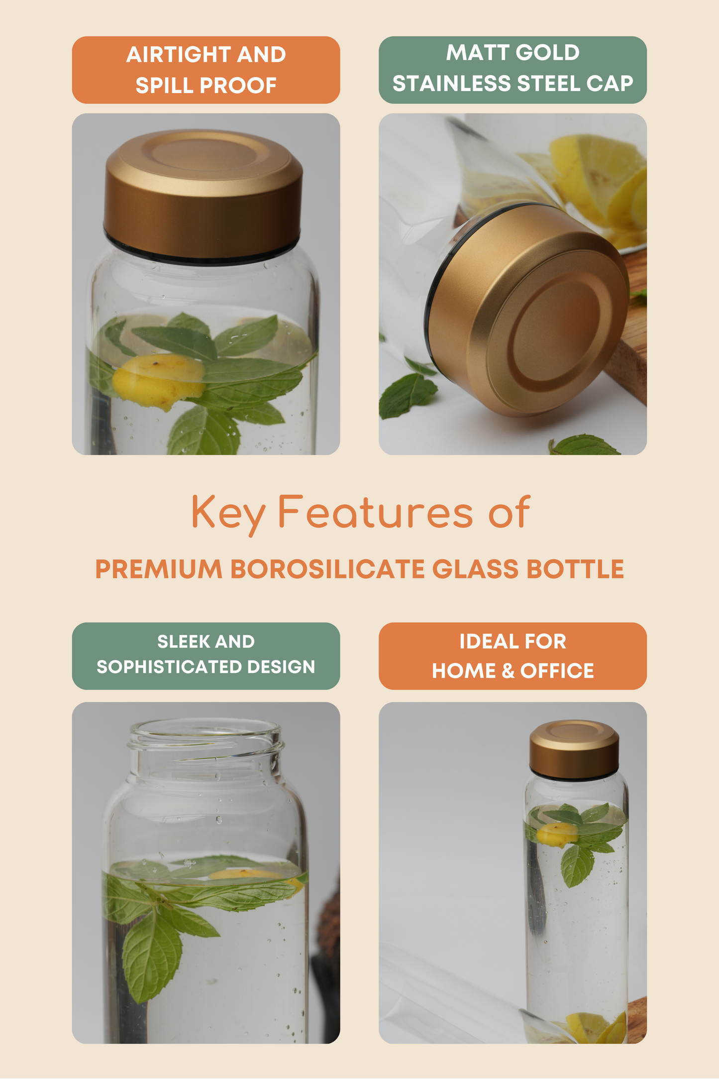 Premium Borosilicate Glass Bottle 1 Litre