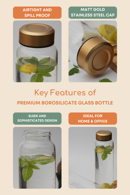 Premium Borosilicate Glass Bottle 1 Litre