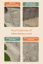 Ribbed Highball Glass Set of 6 (510ml)