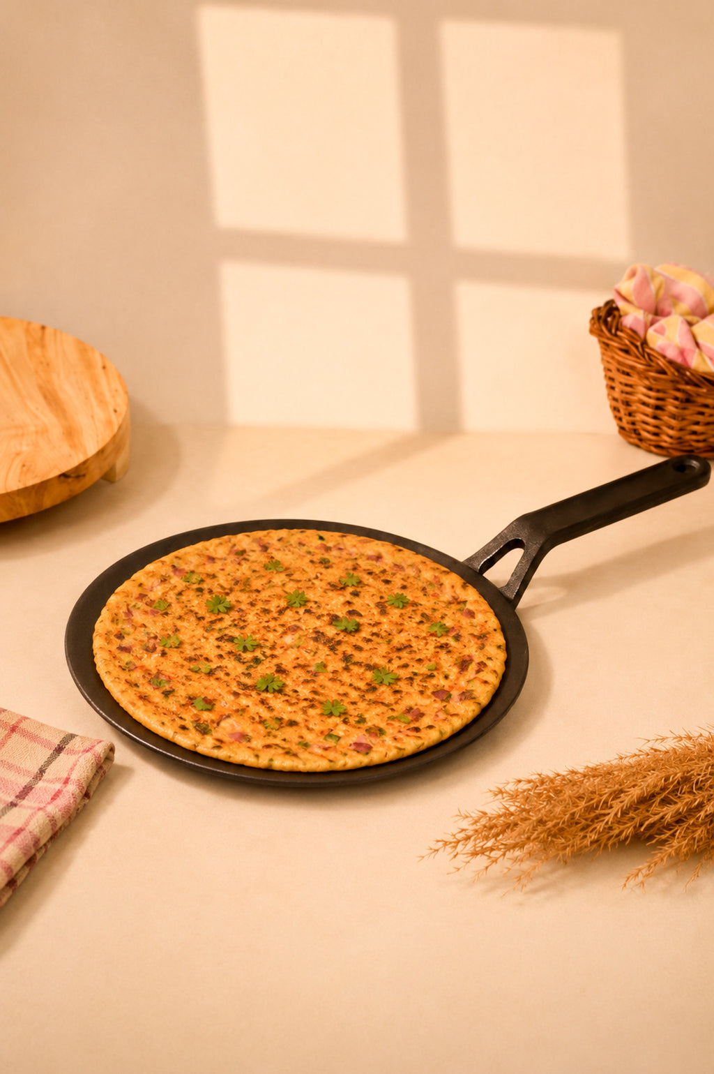 Cast Iron Concave Roti Tawa 25.5cm / 10 inch, Pre-seasoned, Nonstick, 100% Pure, Toxin-free