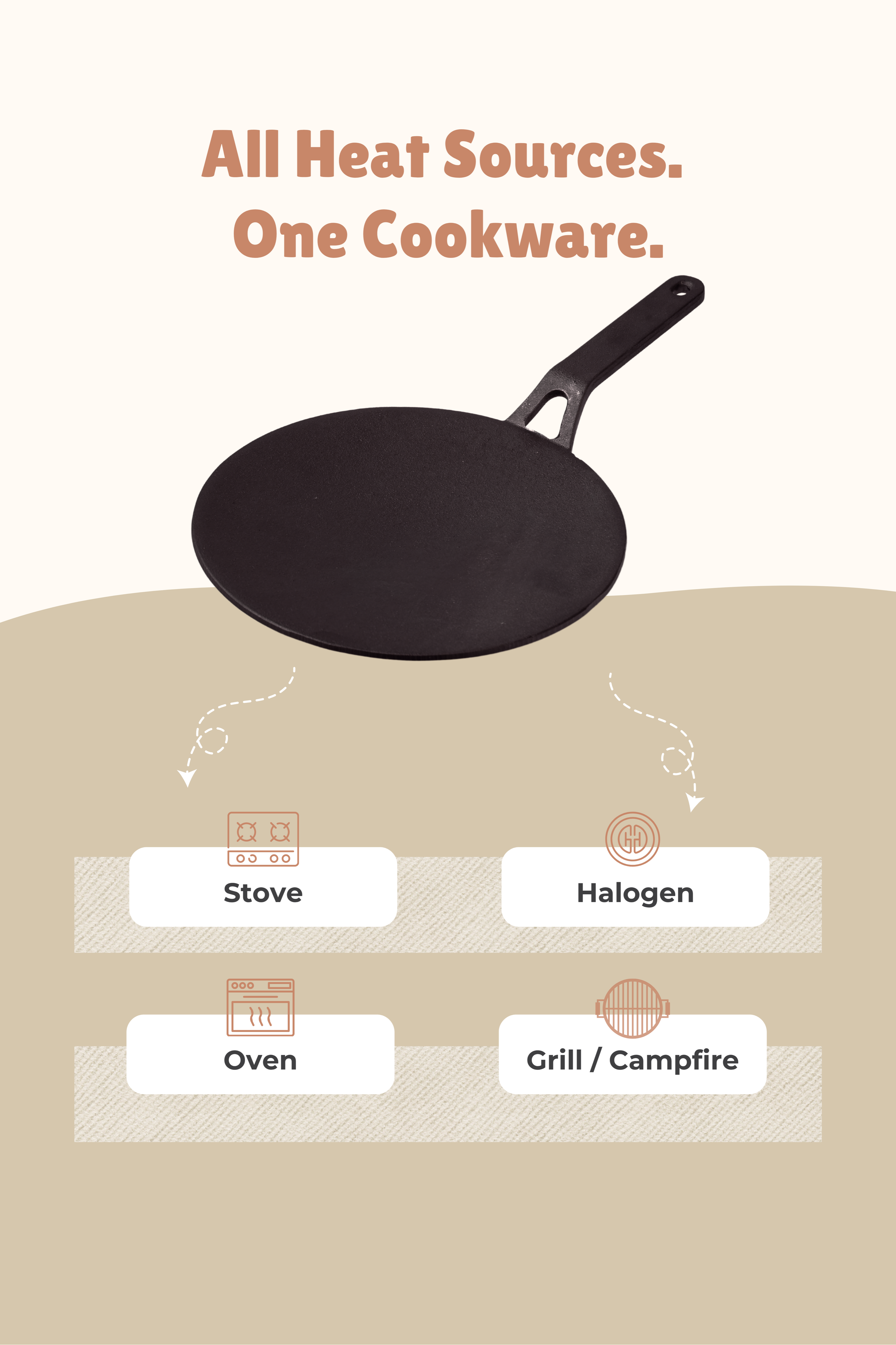 Cast Iron Concave Roti Tawa 25.5cm / 10 inch, Pre-seasoned, Nonstick, 100% Pure, Toxin-free