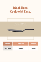 Cast Iron Concave Roti Tawa 25.5cm / 10 inch, Pre-seasoned, Nonstick, 100% Pure, Toxin-free