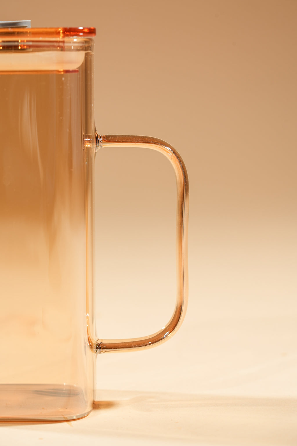 Amber Cube Glass Tumbler with Glass Lid & Glass Straw Set of 2 (380ml)