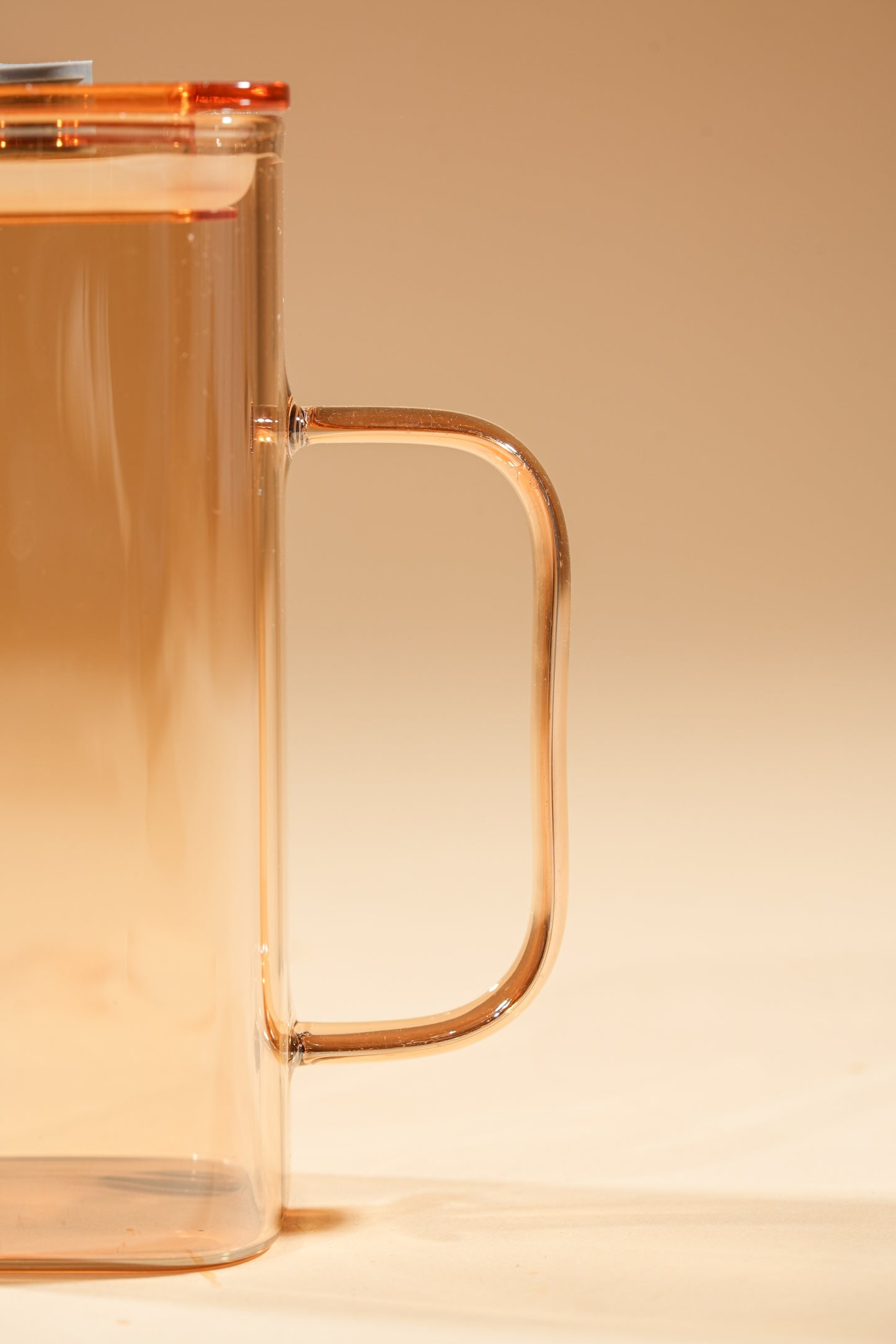 Amber Cube Glass Tumbler with Glass Lid & Glass Straw Set of 2 (380ml)