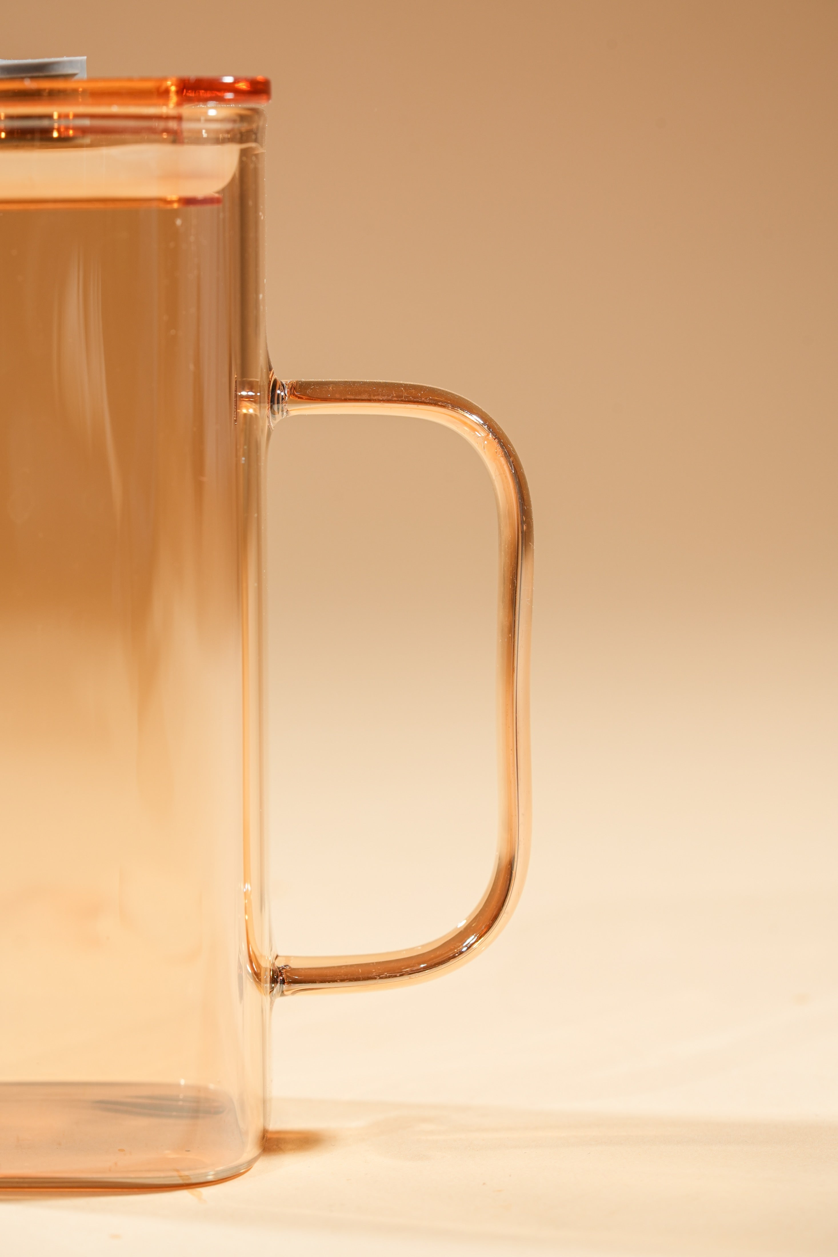 Amber Cube Glass Tumbler with Glass Lid & Glass Straw Set of 2 (380ml)