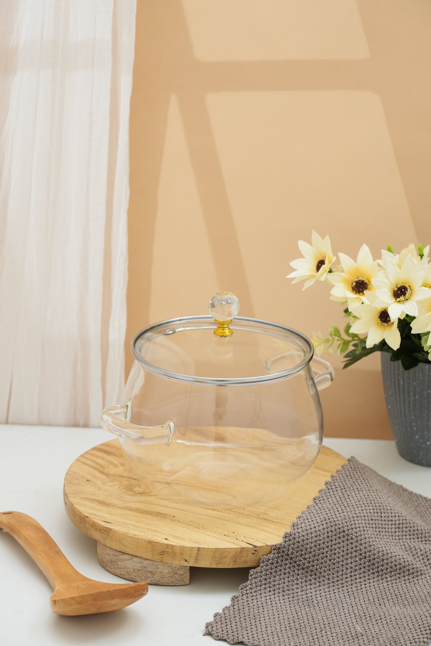Clerio Borosilicate Glass Kadhai / Pot (2 Litre)