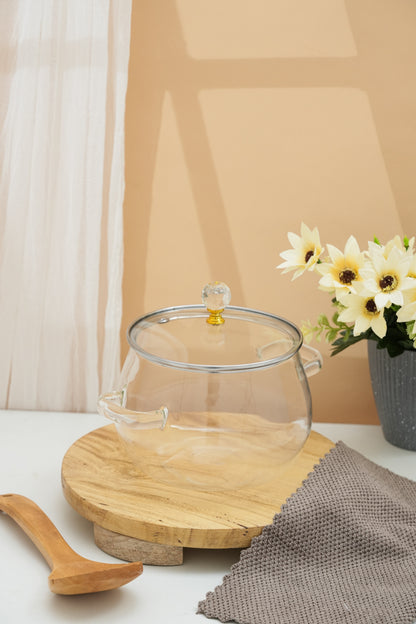 Clerio Borosilicate Glass Kadhai / Pot (2 Litre)