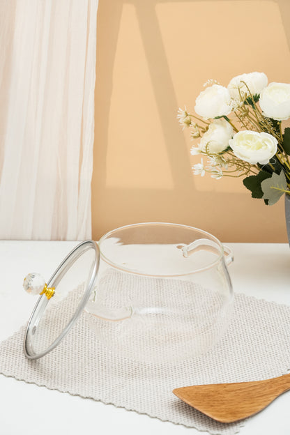 Clerio Borosilicate Glass Kadhai / Pot (2 Litre)