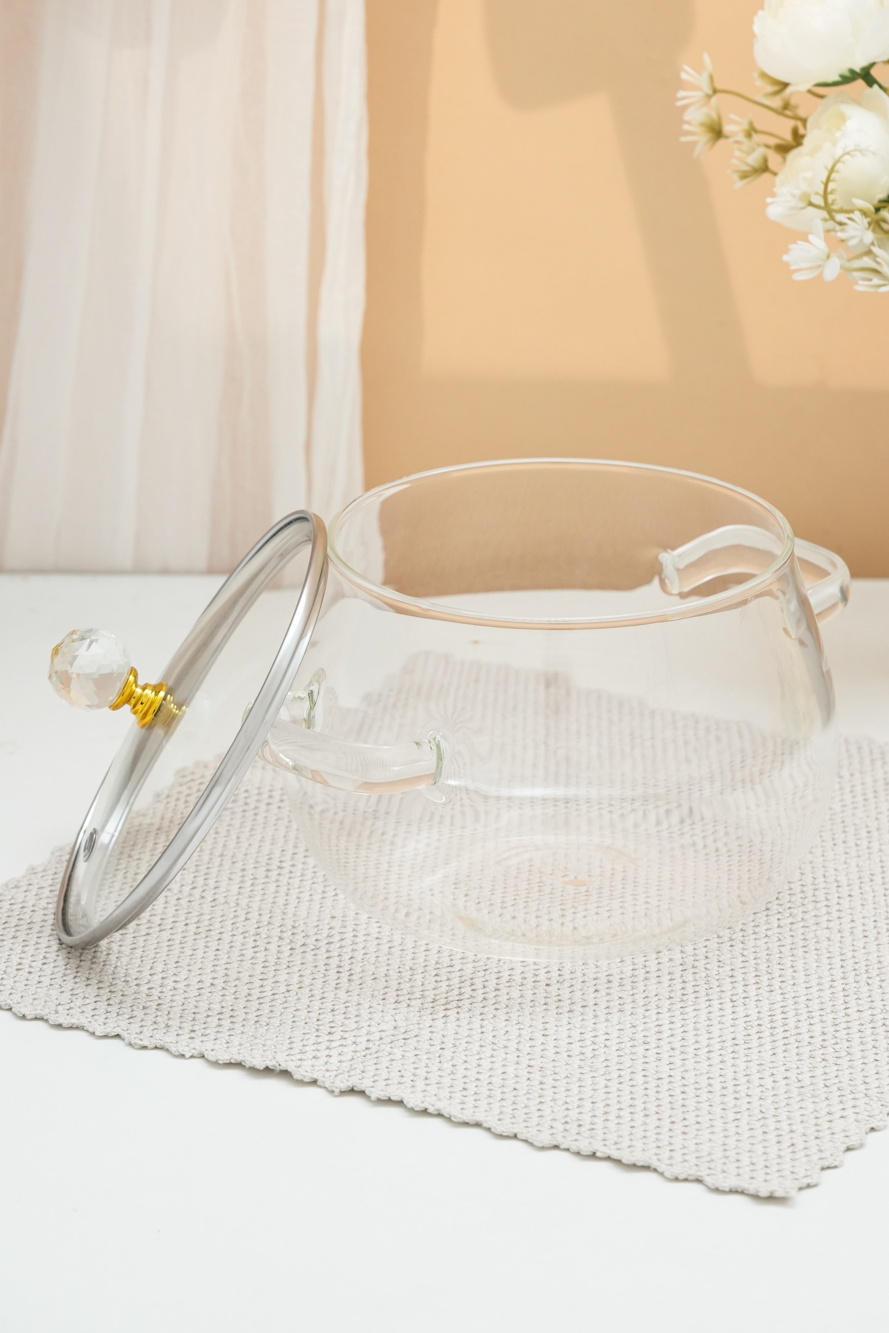 Clerio Borosilicate Glass Kadhai / Pot (2 Litre)