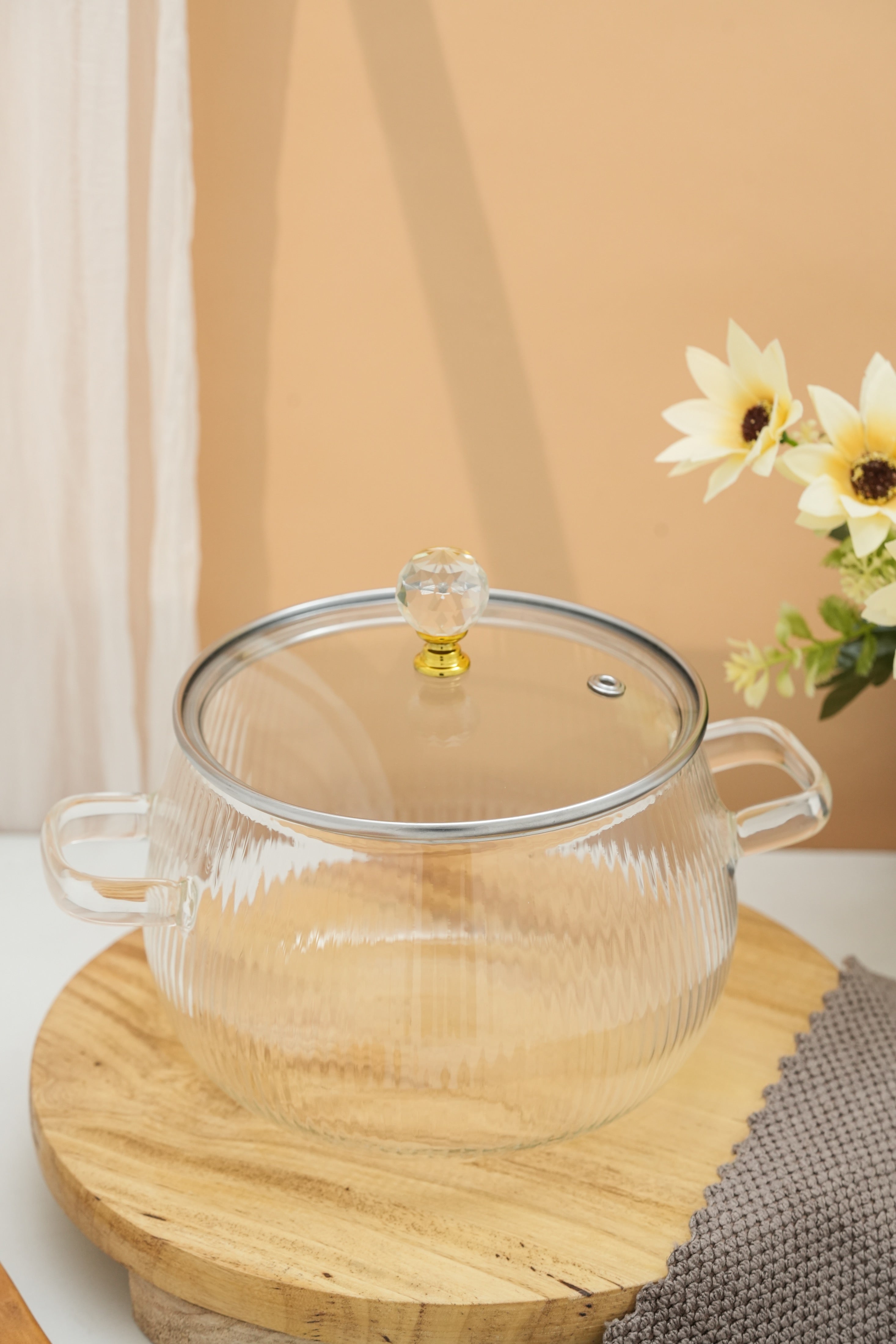Elio Borosilicate Glass Kadhai / Pot (2 Litre)