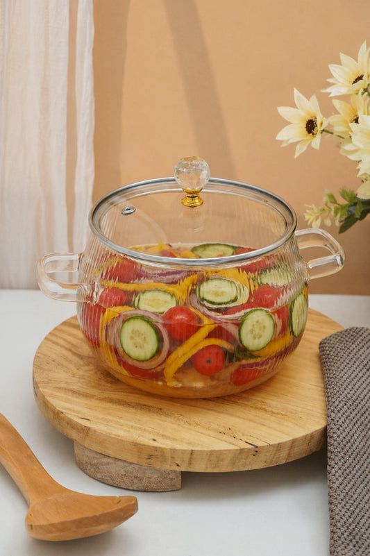 Elio Borosilicate Glass Kadhai / Pot (2 Litre)