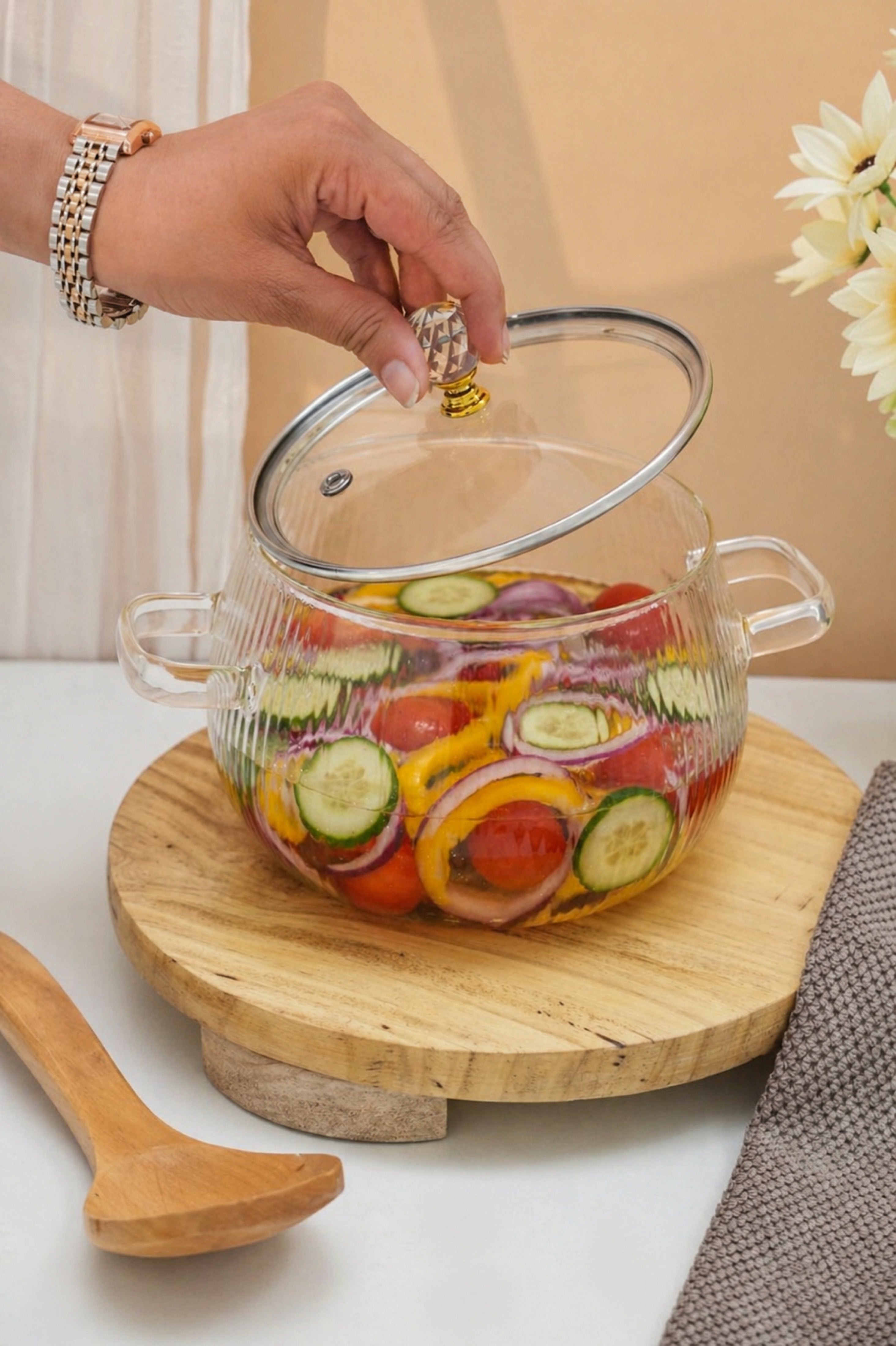 Elio Borosilicate Glass Kadhai / Pot (2 Litre)