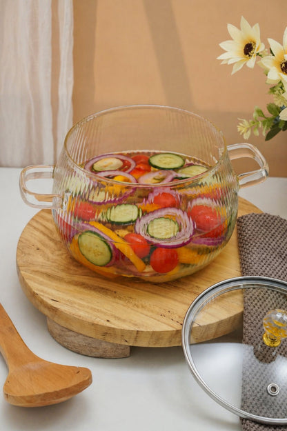Elio Borosilicate Glass Kadhai / Pot (2 Litre)