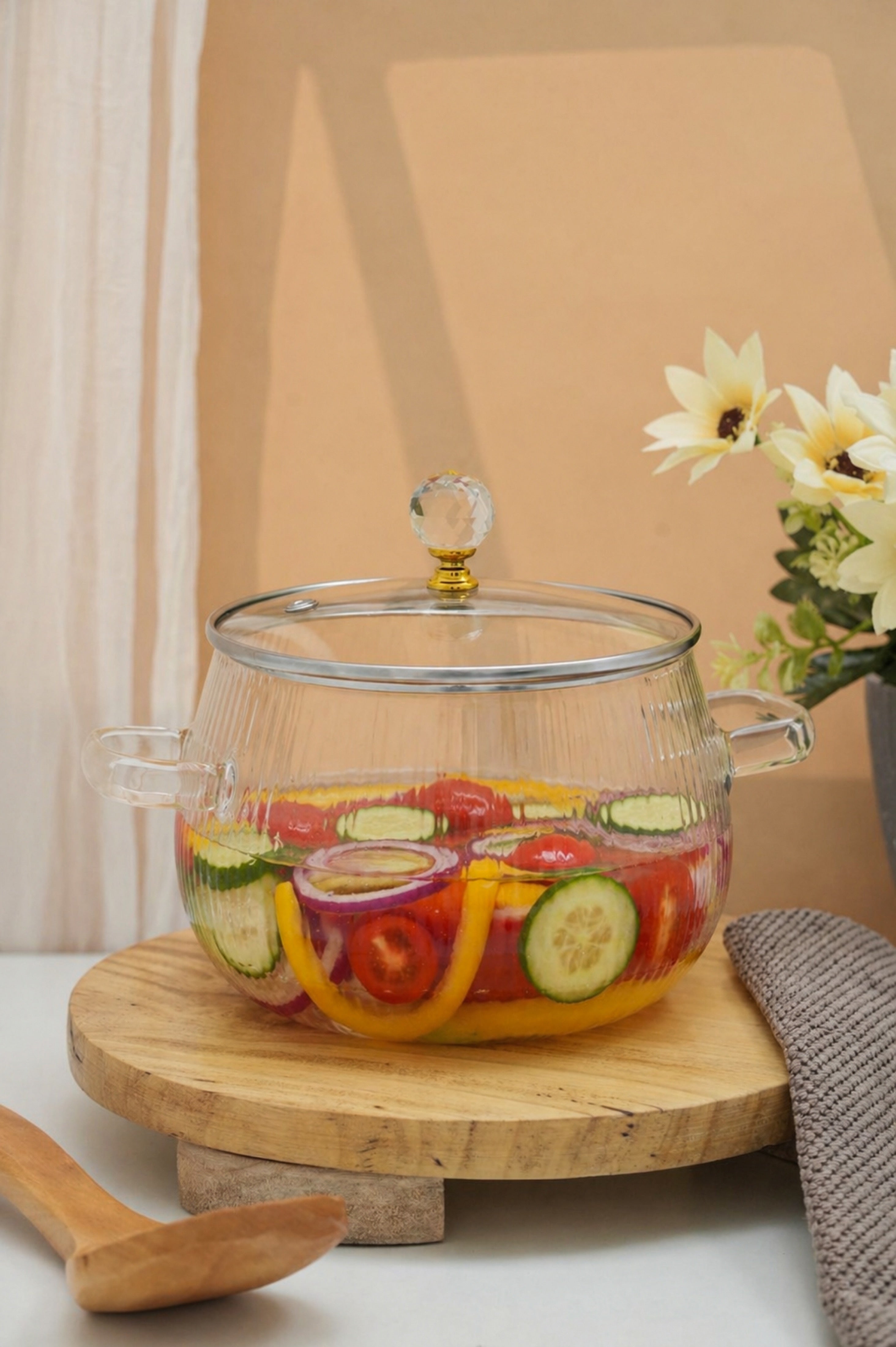 Elio Borosilicate Glass Kadhai / Pot (2 Litre)
