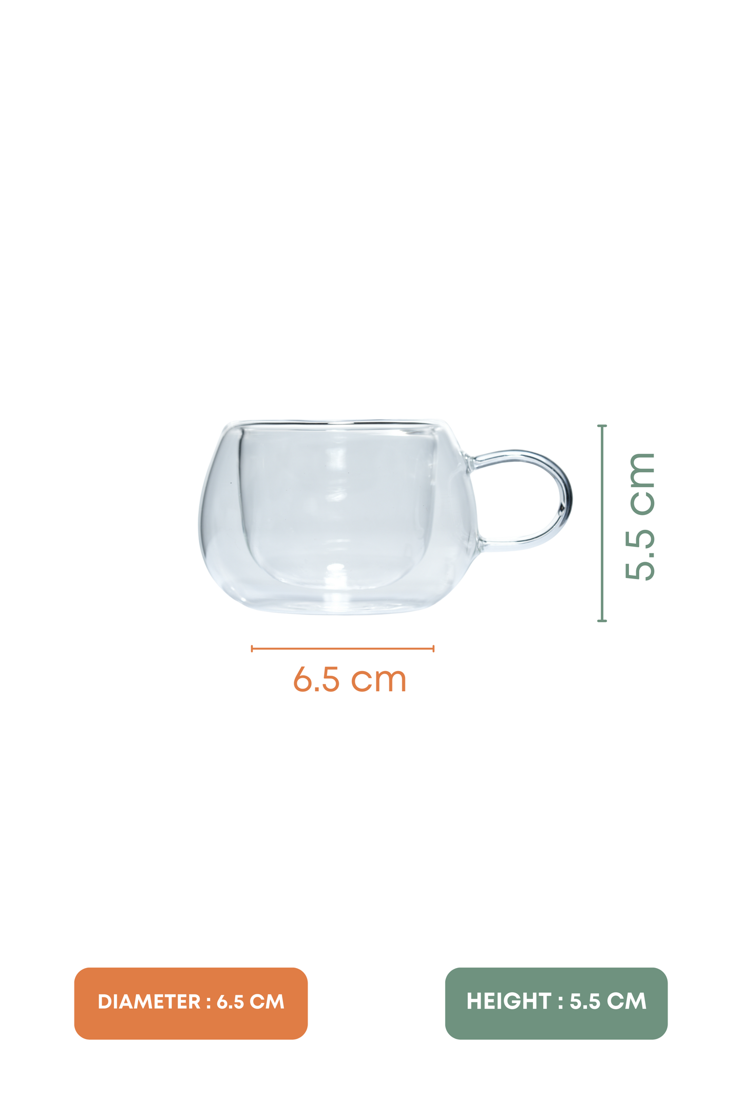 Clear Nest Double Wall Glass Mug Set of 2 (150ml)