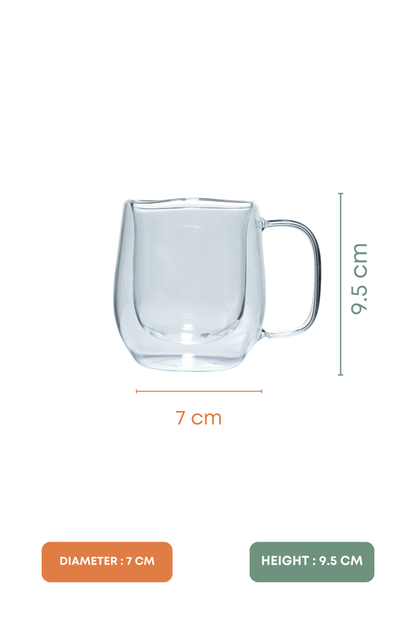 Duo Brew Double Wall Glass Mug Set of 2 (240ml)