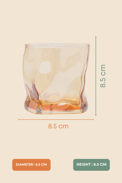 Sculpted Amber Wave Whiskey Glass Set of 6 (300ml)
