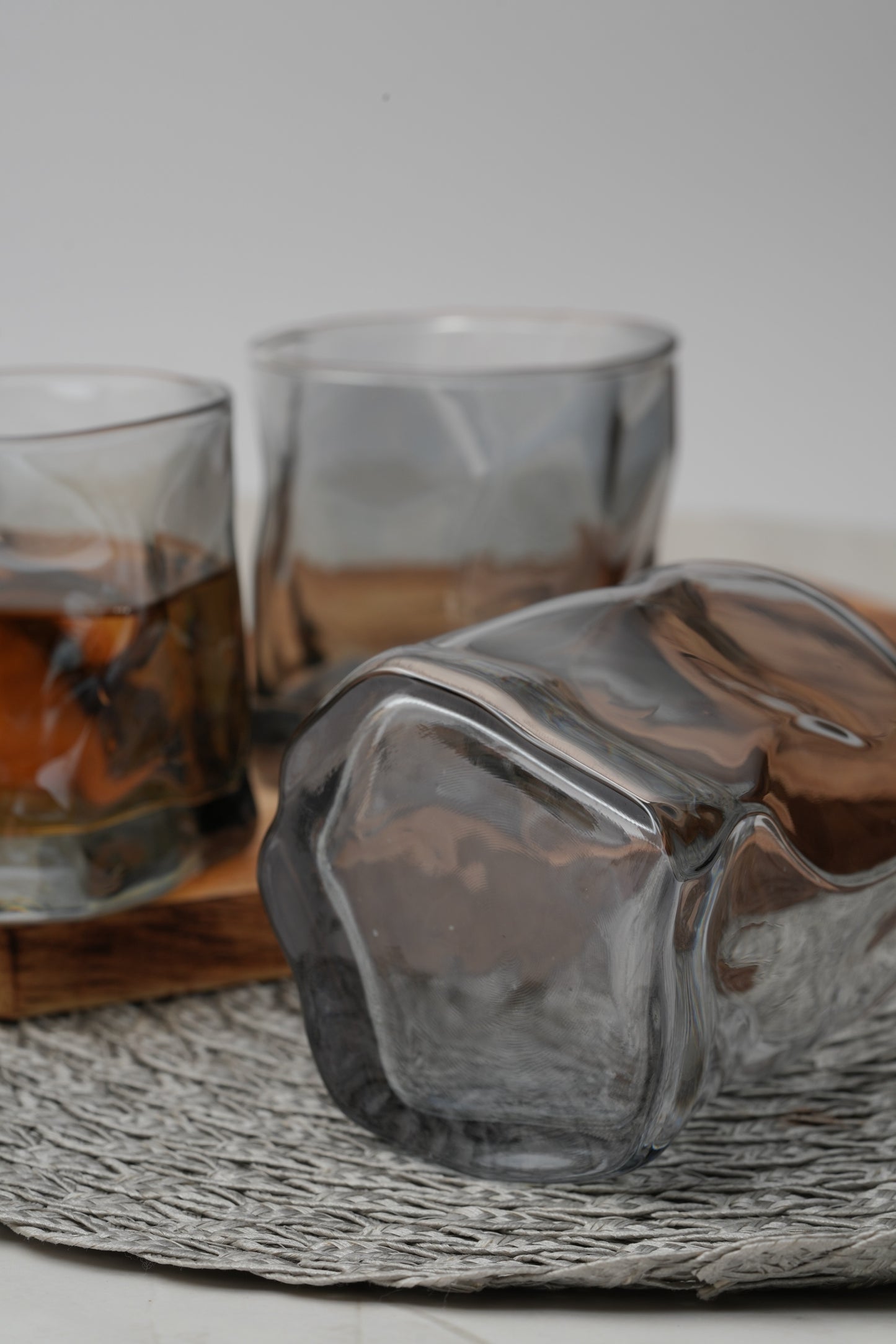 Sculpted Smoke Wave Whiskey Glass Set of 6 (300ml)