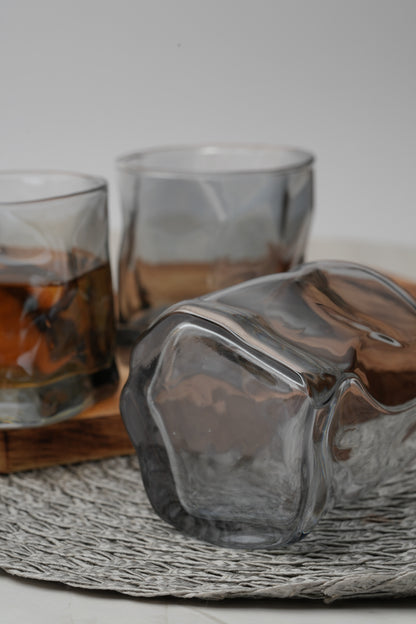 Sculpted Smoke Wave Whiskey Glass Set of 6 (300ml)