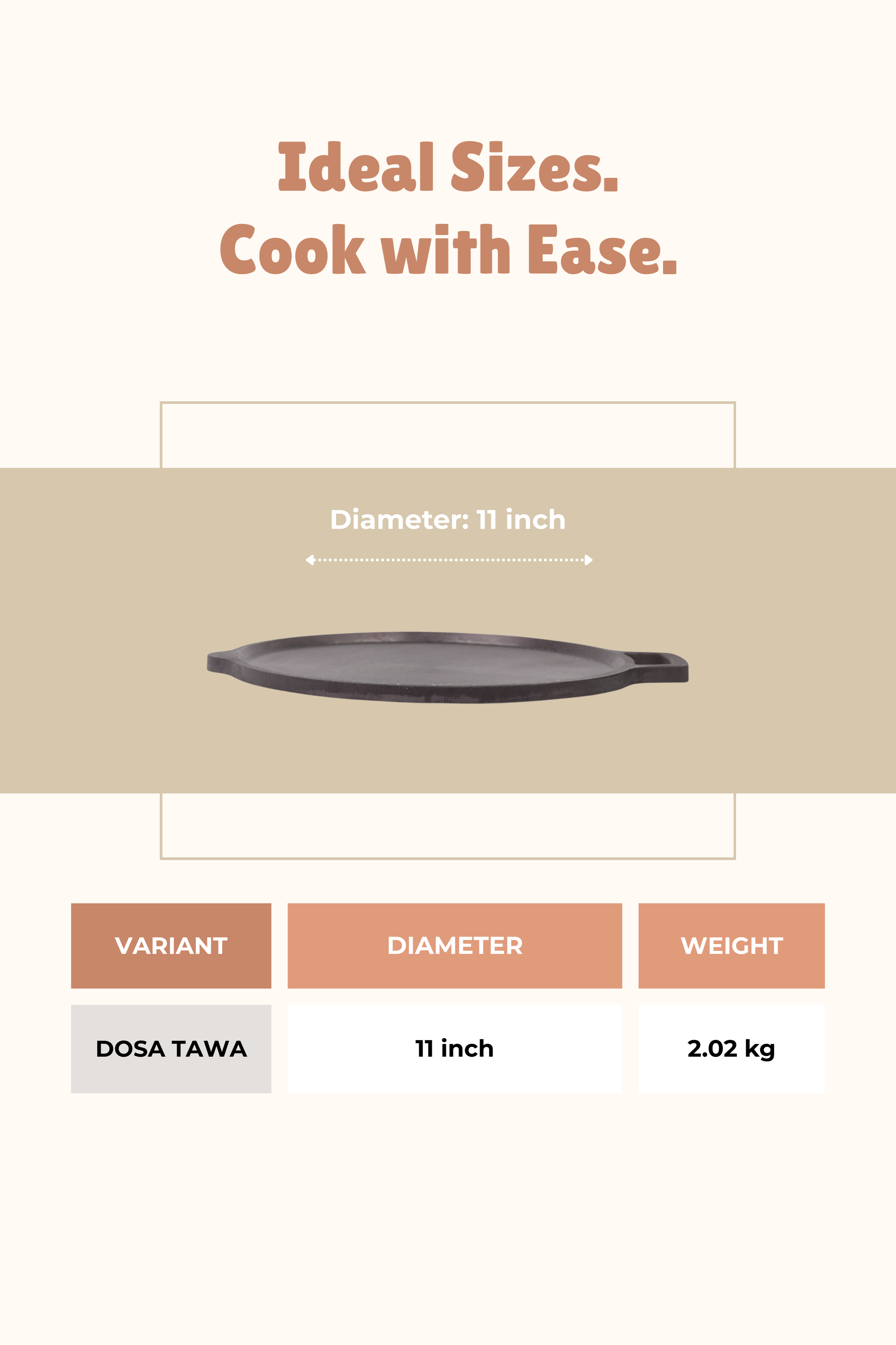 Super Smooth Cast Iron Dosa Tawa 28cm / 11 inch Pre-seasoned, Naturally Nonstick, 100% Pure, Toxin-free, Gas & Induction