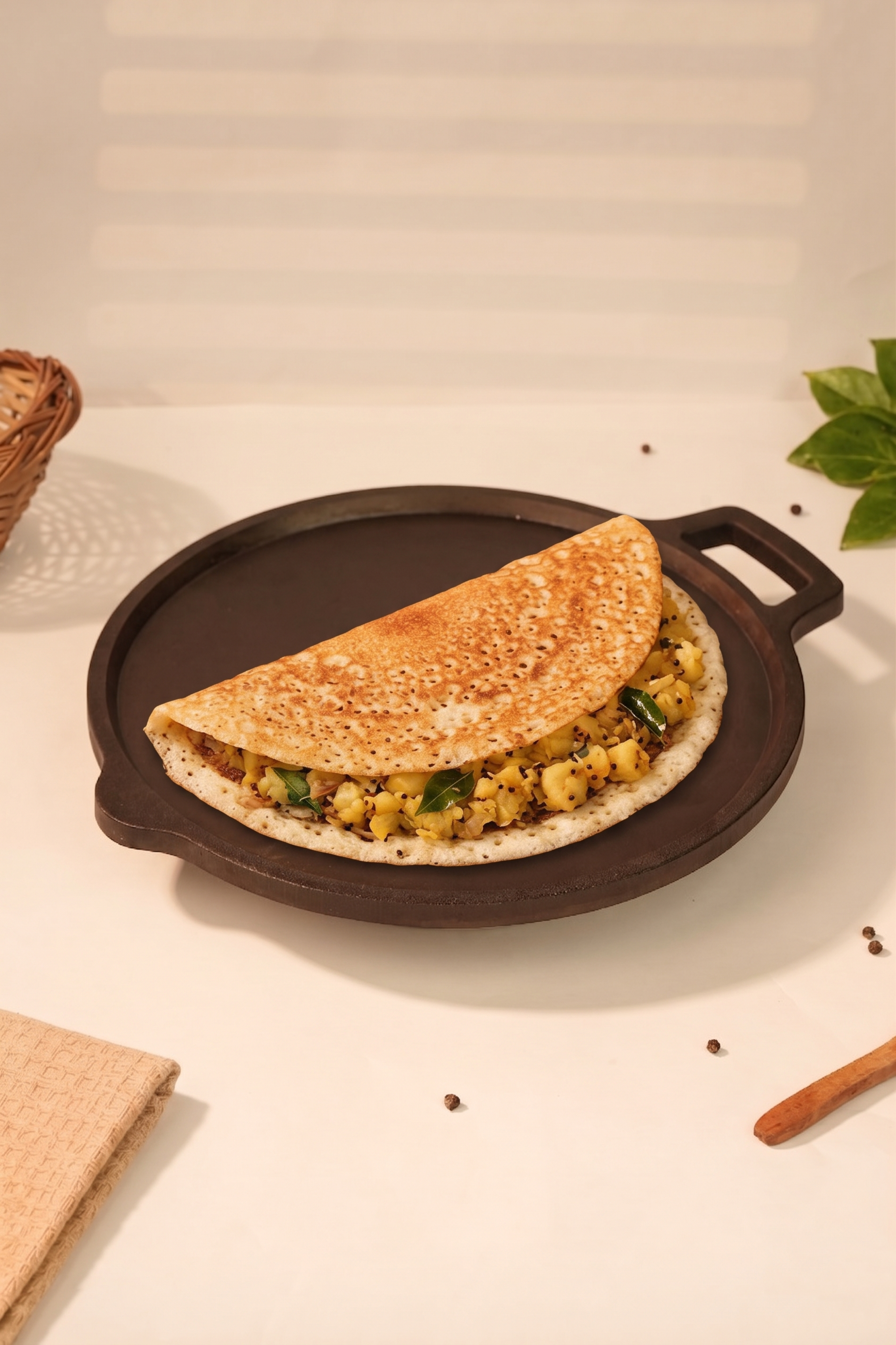 Super Smooth Cast Iron Dosa Tawa 28cm / 11 inch Pre-seasoned, Naturally Nonstick, 100% Pure, Toxin-free, Gas & Induction