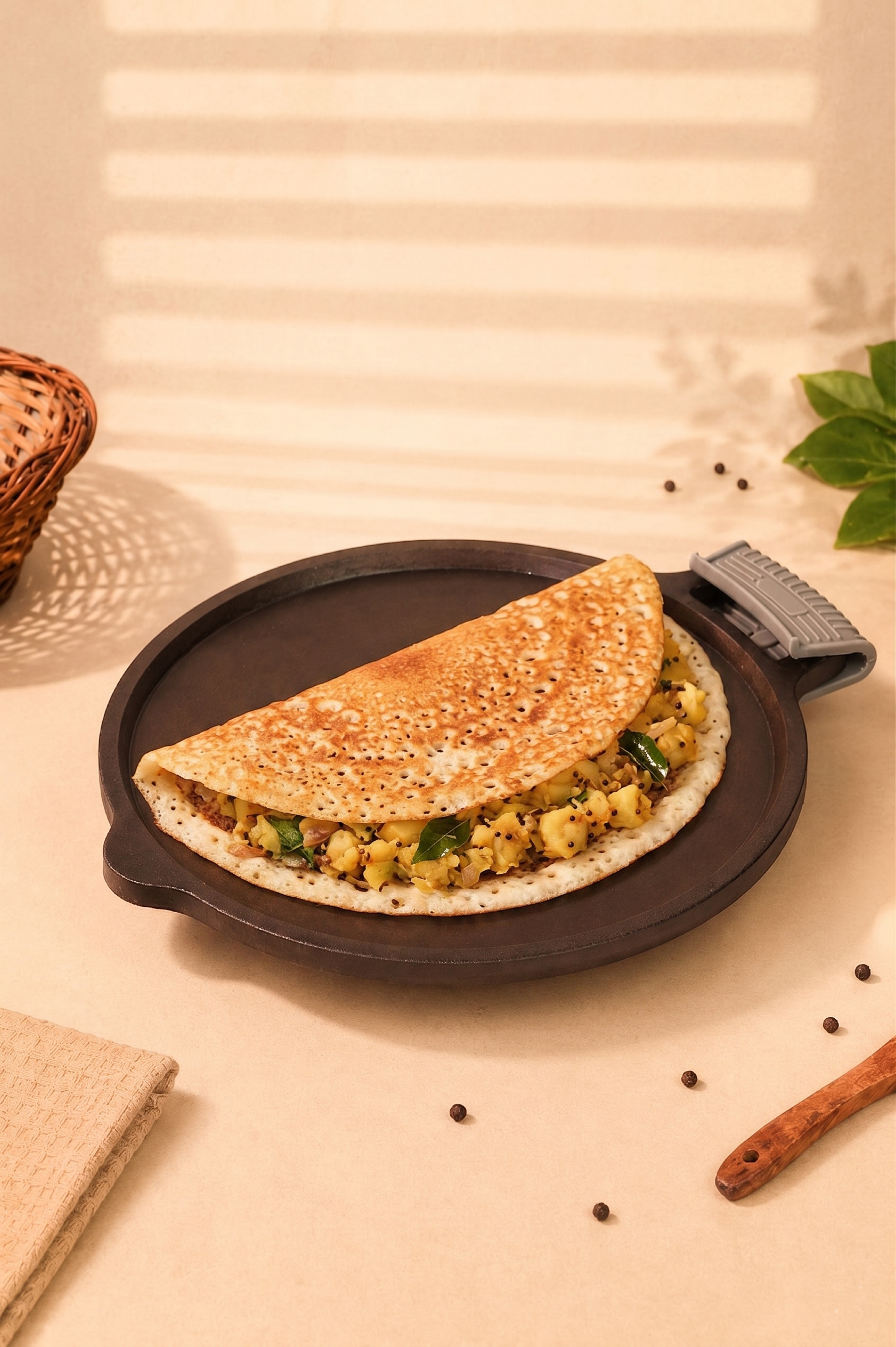 Super Smooth Cast Iron Dosa Tawa 28cm / 11 inch Pre-seasoned, Naturally Nonstick, 100% Pure, Toxin-free, Gas & Induction