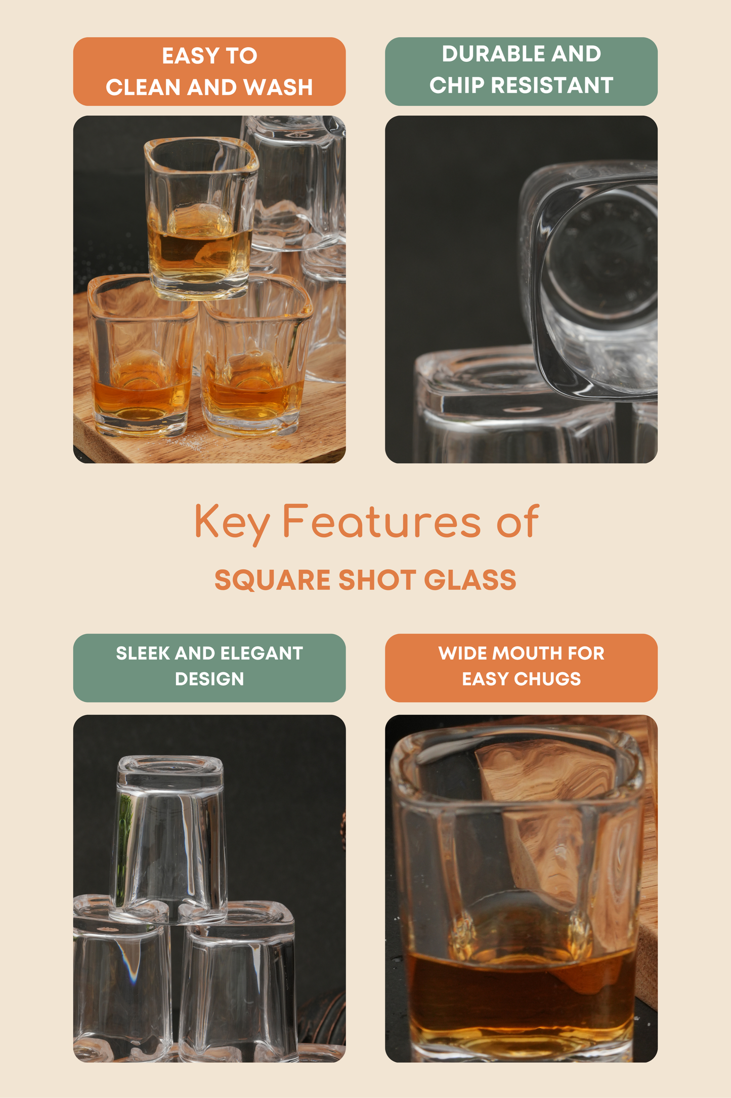 Square Shot Glass Set of 12 (65ml)