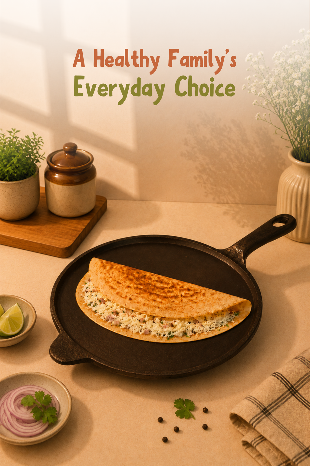 Super Smooth Cast Iron Long Handle Dosa Tawa 30.5cm / 12 inch Pre-seasoned, Naturally Nonstick, 100% Pure, Toxin-free, Gas & Induction