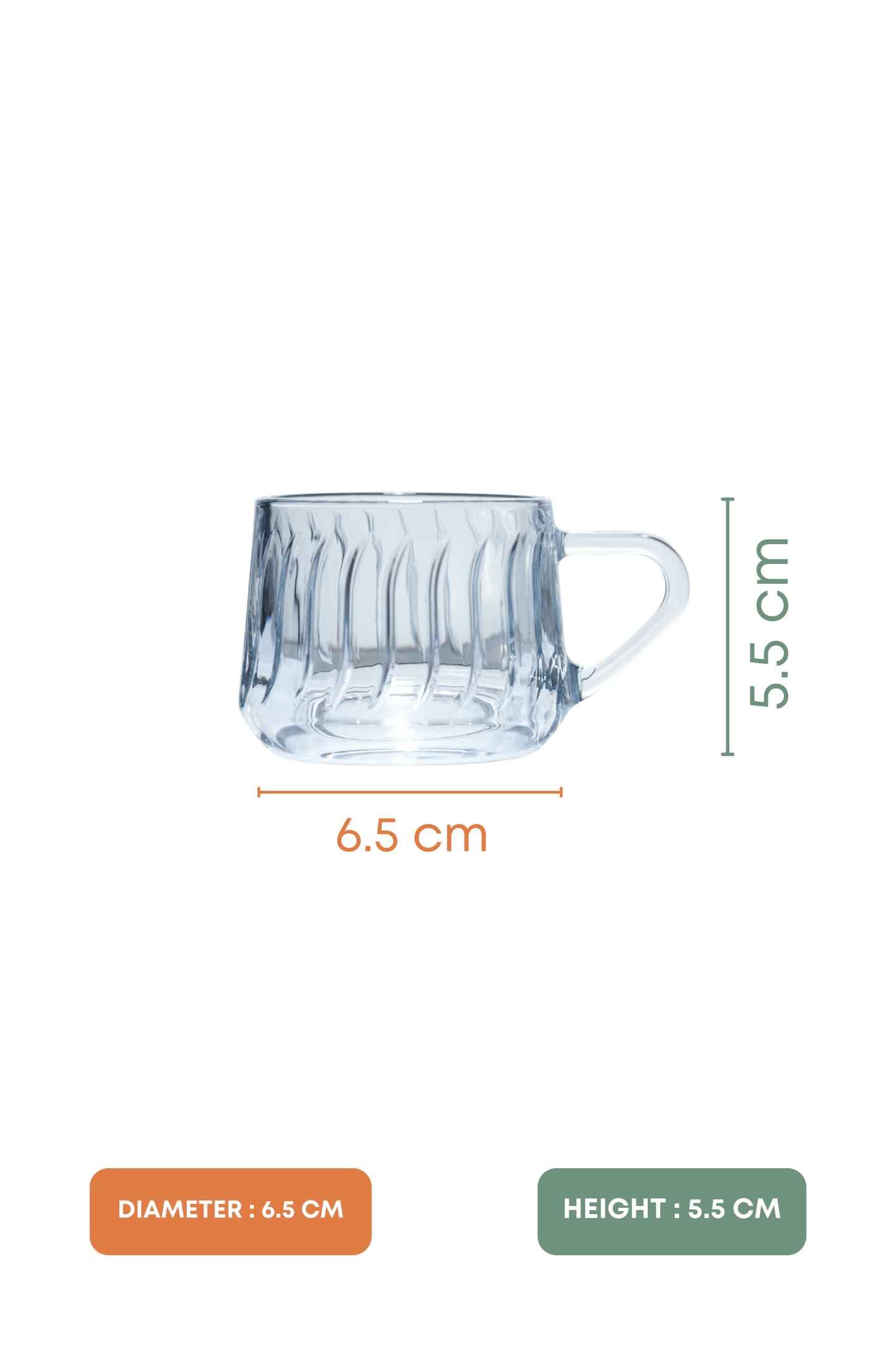 LuxeRib Glass Mug Set of 6 (180ml)