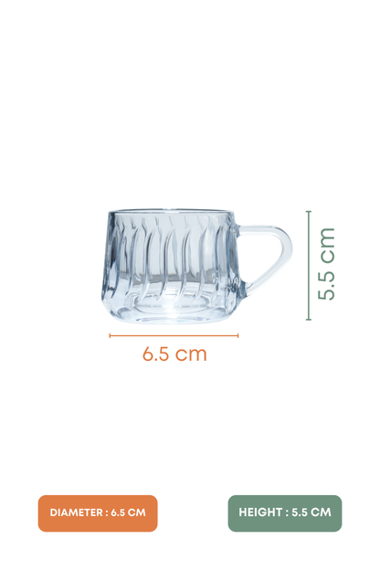 LuxeRib Glass Mug Set of 6 (180ml)