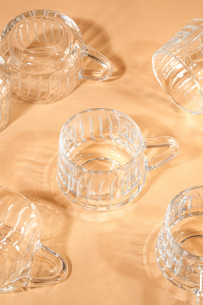 LuxeRib Glass Mug Set of 6 (180ml)
