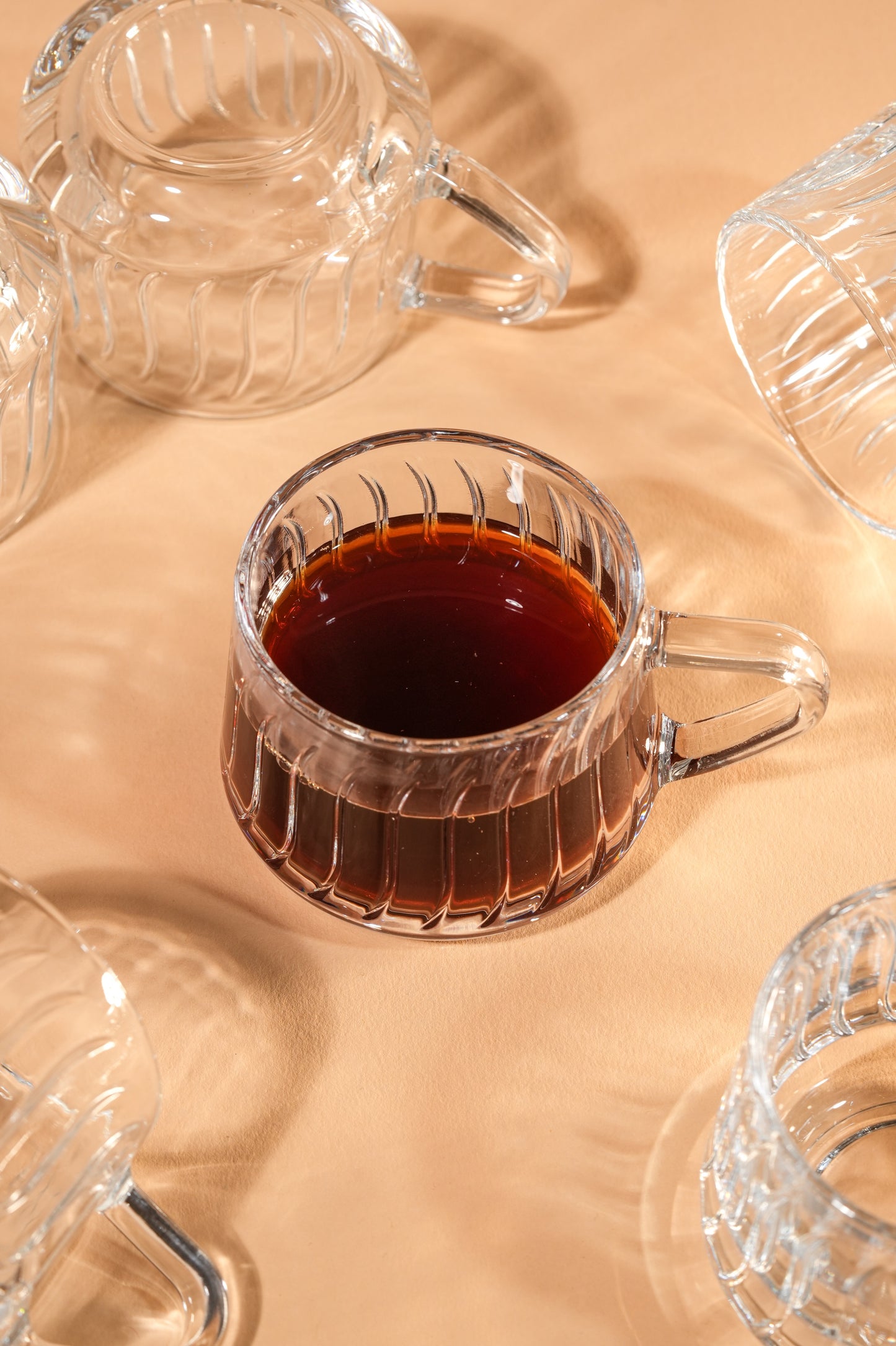 LuxeRib Glass Mug Set of 6 (180ml)