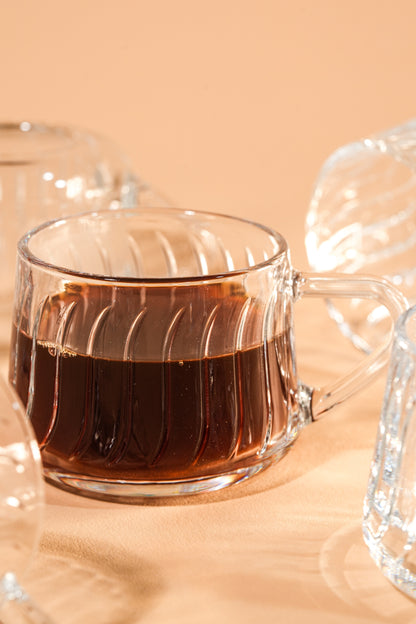LuxeRib Glass Mug Set of 6 (180ml)