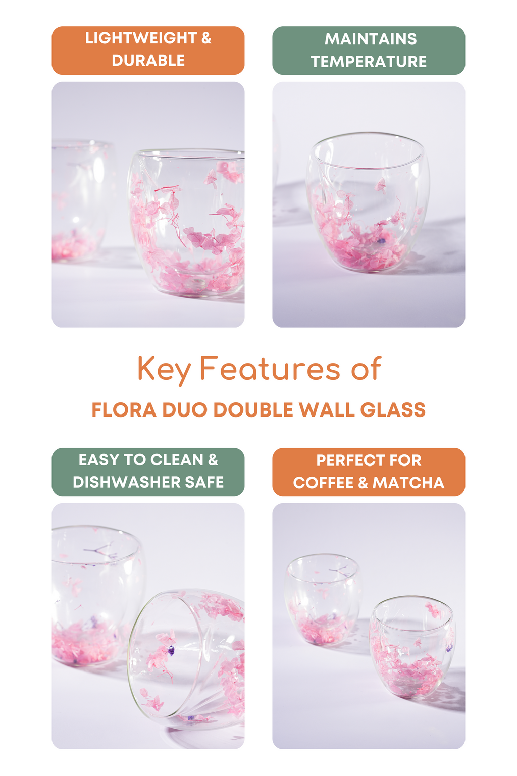 Flora Duo Double Wall Cocktail Glass Set of 2 (250ml)