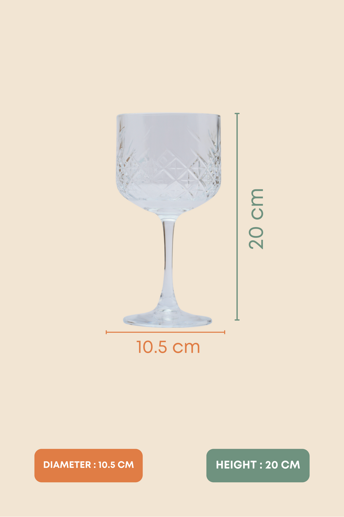 Vintage Cut Crystal Wine Glass Set of 4 (500ml)