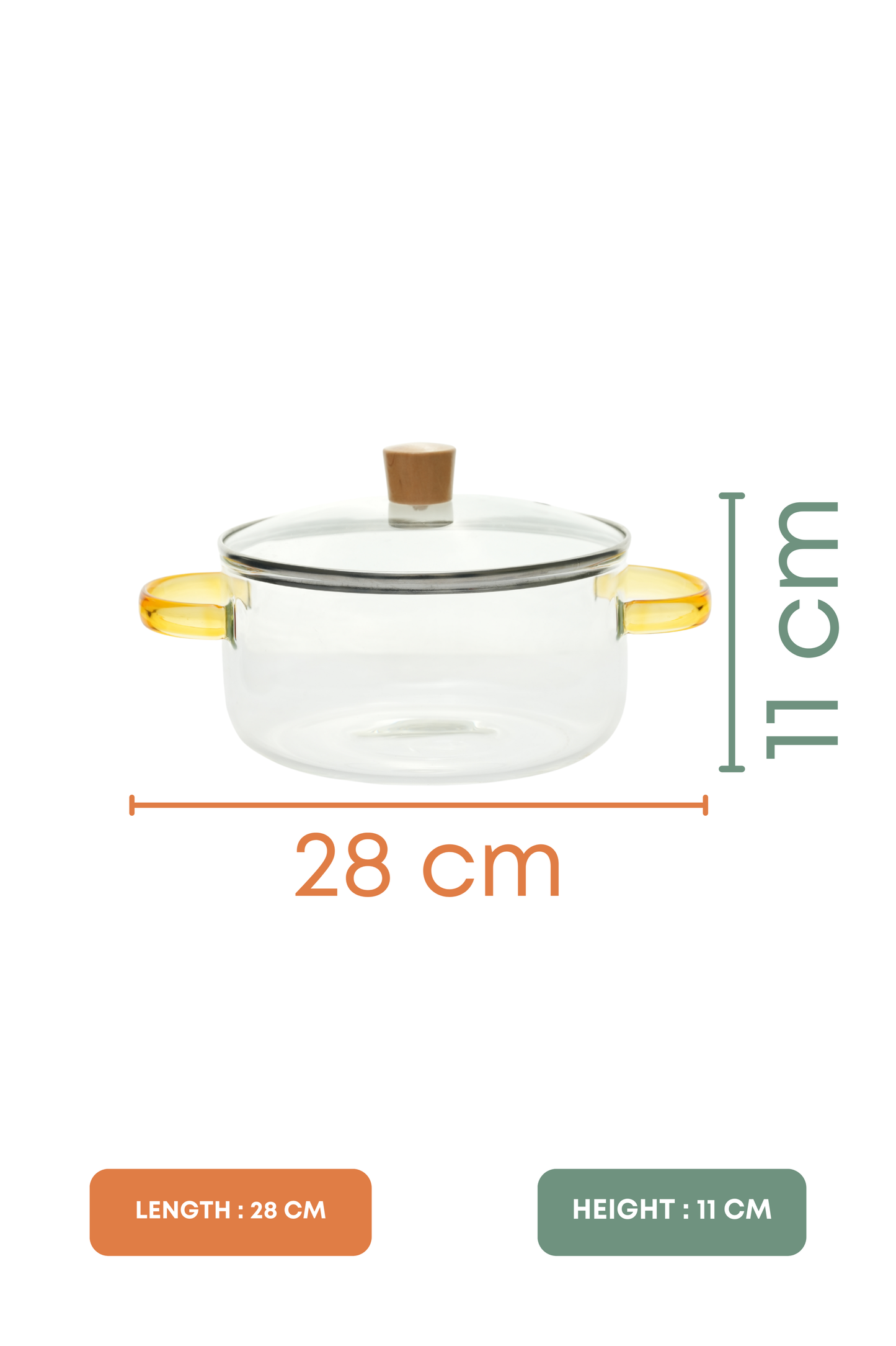 Lumi Borosilicate Glass Kadhai / Pot 3 Litre